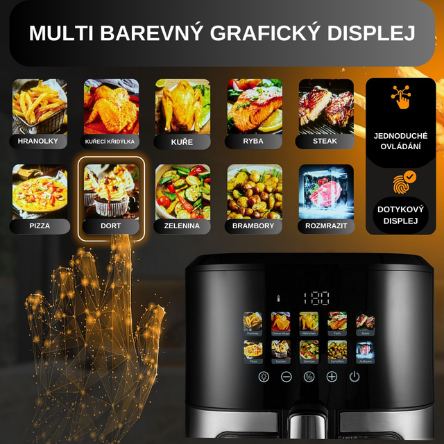 FR 1286 H Horkovzdušná fritéza s barevným displejem 6,5l - Profi Home Living