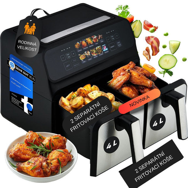 FR 1287 H dvojitá horkovzdušná fritéza s barevným displejem 8l - Profi Home Living