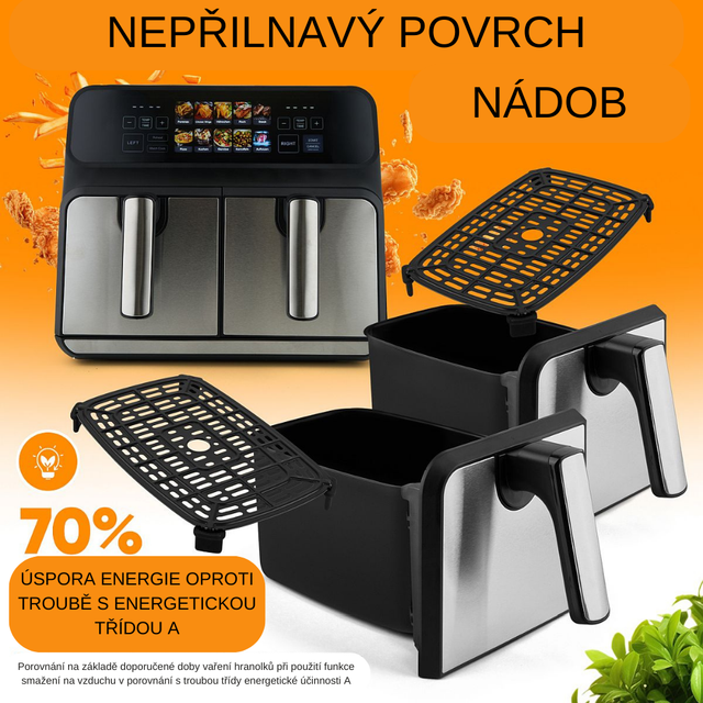 FR 1287 H dvojitá horkovzdušná fritéza s barevným displejem 8l - Profi Home Living