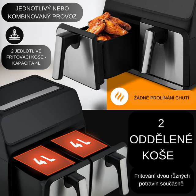 FR 1287 H dvojitá horkovzdušná fritéza s barevným displejem 8l - Profi Home Living