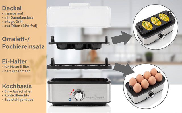 EK 1275 vařič vajec a omelet 8ks nerez - Profi Home Living