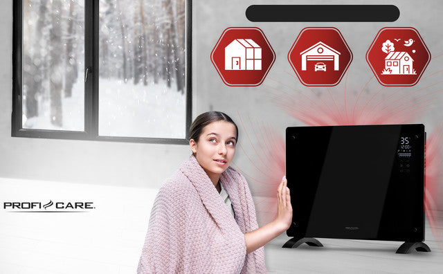 GKH 3118 konvektor skleněný černý - Profi Home Living