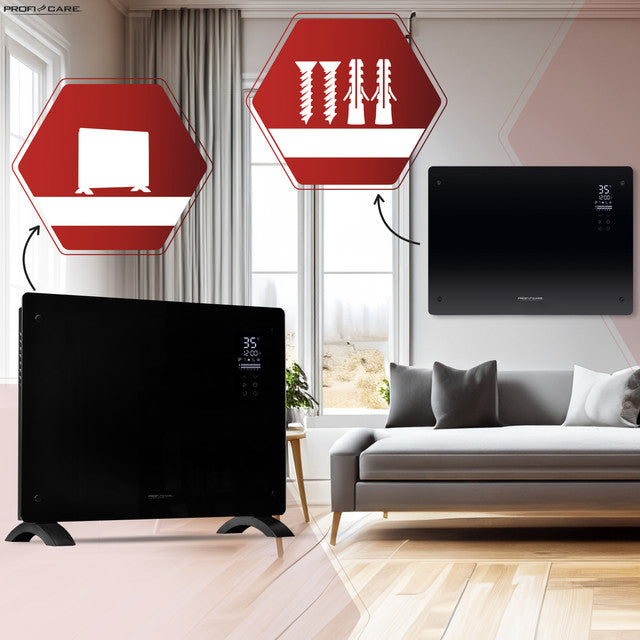 GKH 3118 konvektor skleněný černý - Profi Home Living