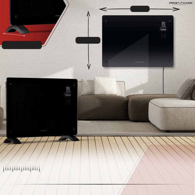 GKH 3118 konvektor skleněný černý - Profi Home Living