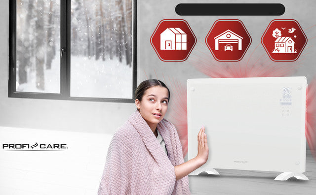 GKH 3118 konvektor skleněný bílý - Profi Home Living