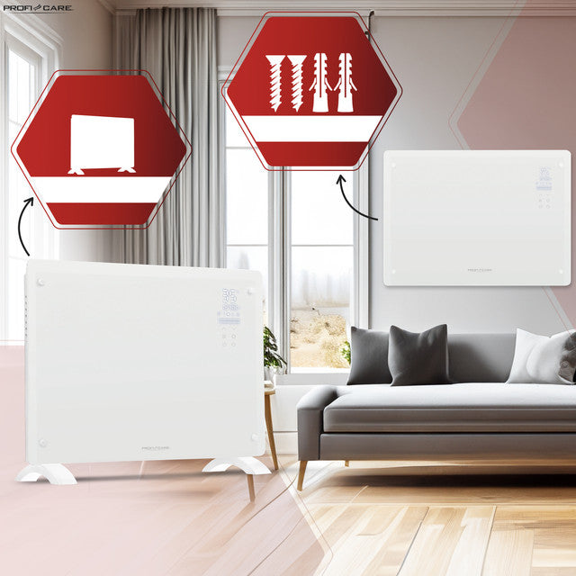 GKH 3118 konvektor skleněný bílý - Profi Home Living