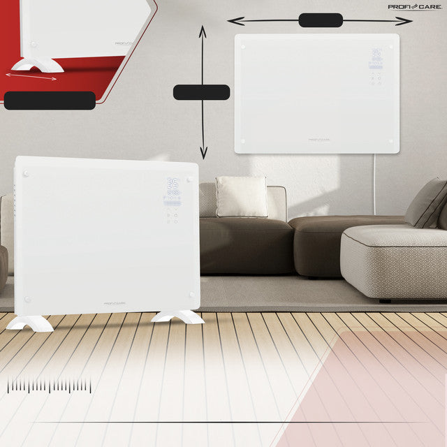 GKH 3118 konvektor skleněný bílý - Profi Home Living