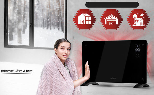 GKH 3119 konvektor skleněný černý - Profi Home Living