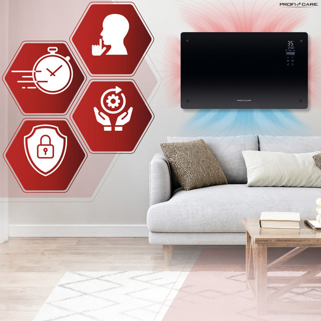 GKH 3119 konvektor skleněný černý - Profi Home Living