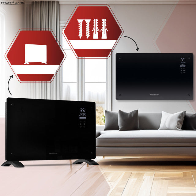 GKH 3119 konvektor skleněný černý - Profi Home Living