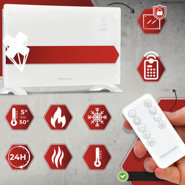 GKH 3119 konvektor skleněný bílý - Profi Home Living