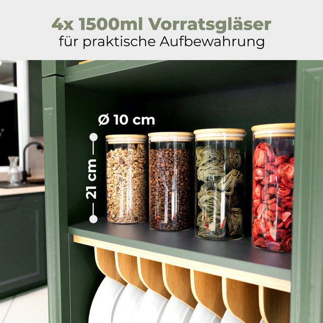 VD 4026 Sada 4 skleněných dóz s bambusovým víkem 1,5 l - vzduchotěsné, na potraviny - Profi Home Living