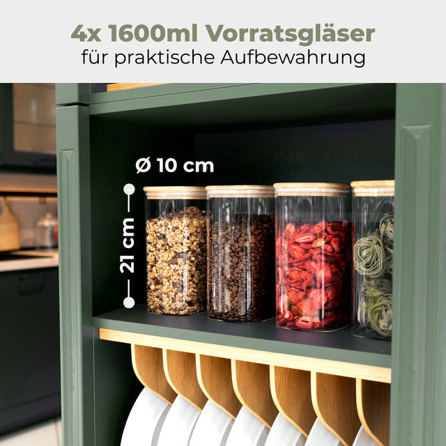 VD 4027 Set 4 skleněnných dóz s bambusovým víkem 1,6 l - vzduchotěsné, na potraviny - Profi Home Living