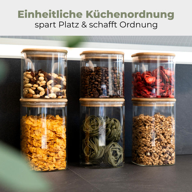 VD 4030 set 6 skleněných dóz (3 x 600 ml, 3x 1000ml) - Profi Home Living