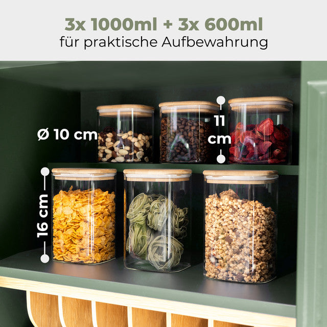 VD 4030 set 6 skleněných dóz (3 x 600 ml, 3x 1000ml) - Profi Home Living