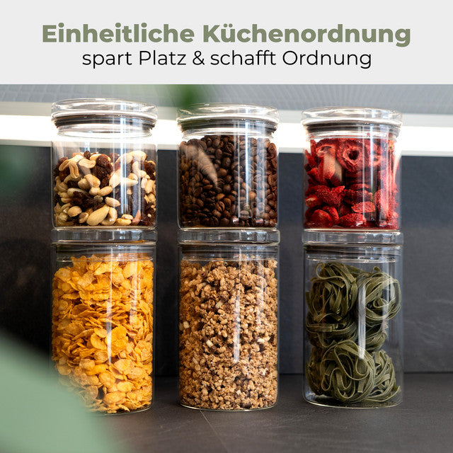 VD 4031  Set 6 sklenných dóz na potraviny (3x600ml, 3x 1000ml) - Profi Home Living
