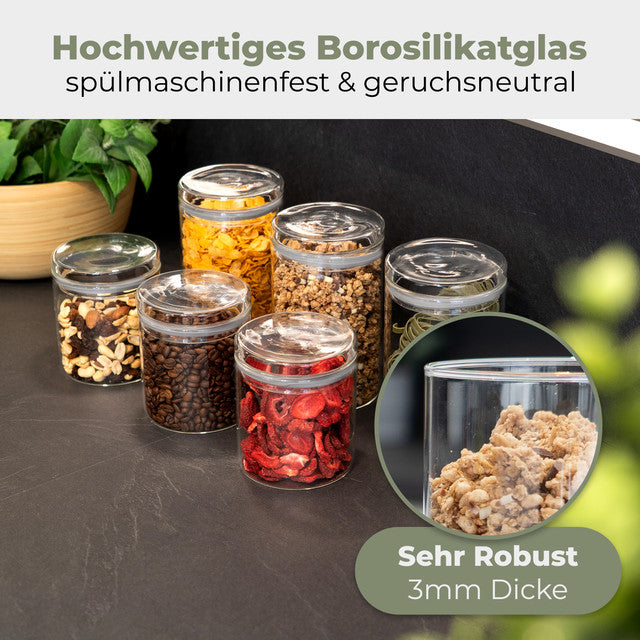 VD 4031  Set 6 sklenných dóz na potraviny (3x600ml, 3x 1000ml) - Profi Home Living