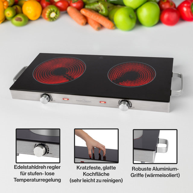 DKP 1211 dvouplotýnkový vařič sklokeramika - Profi Home Living