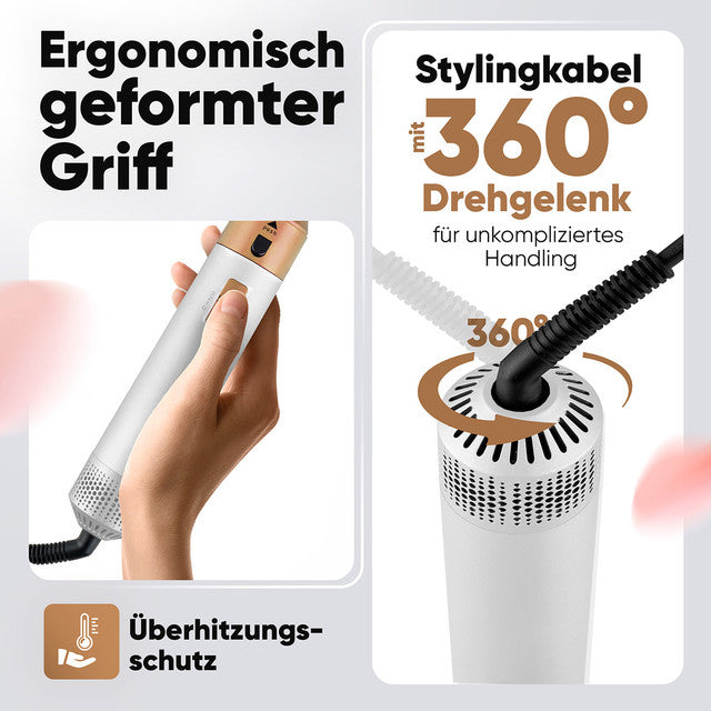 Styler HAS 3132 G Multifunkční kulma na vlasy 1000W bílá/zlatá - Profi Home Living
