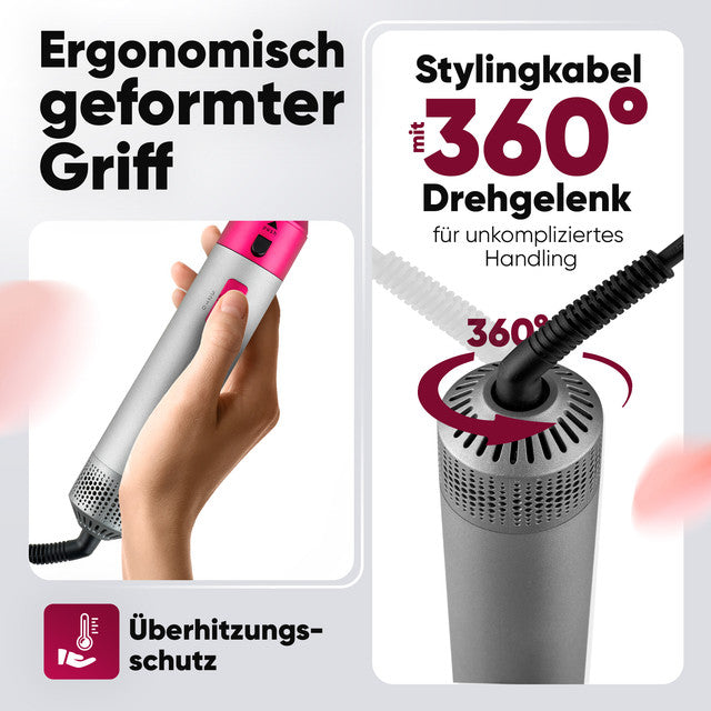 Styler HAS 3132 P Multifunkční kulma na vlasy 1000W šedá/růžová - Profi Home Living
