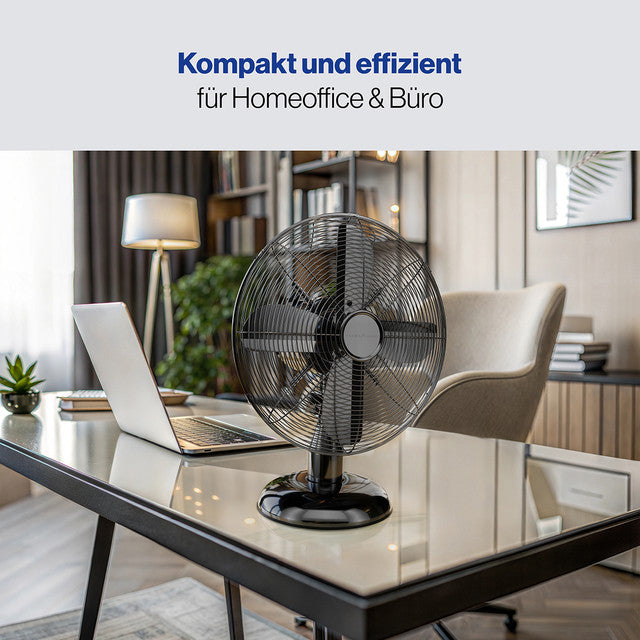 VL 3063 BK stolní ventilátor 30cm kovový černý - Profi Home Living