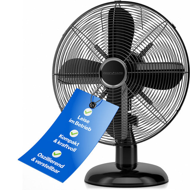 VL 3063 BK stolní ventilátor 30cm kovový černý - Profi Home Living