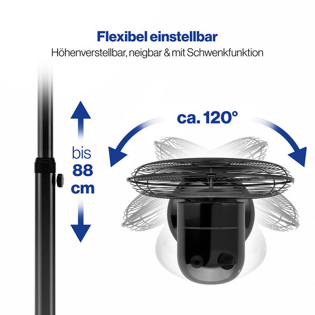 VL 3064 MS BK stojanový ventilátor 40cm, kovový černý - Profi Home Living