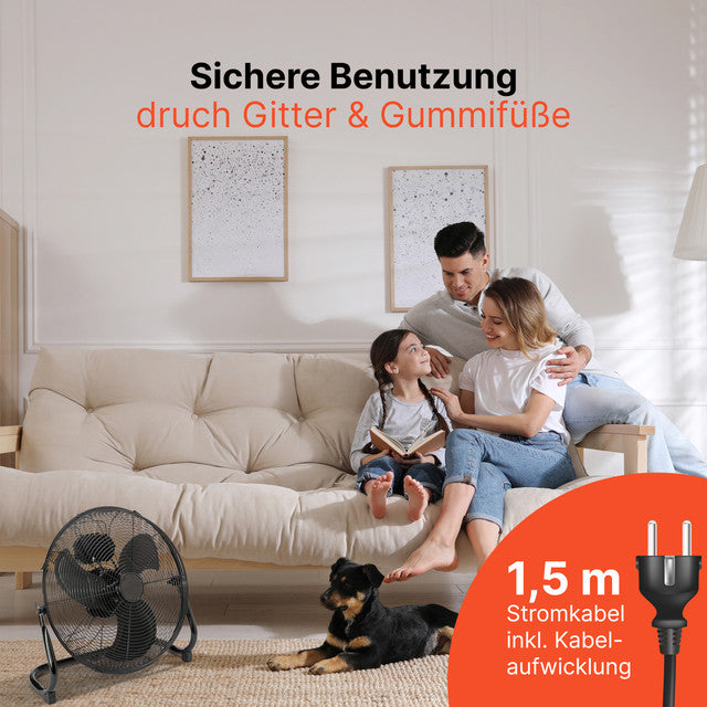 VL 3065 BK podlahový ventilátor 40cm černý - Profi Home Living