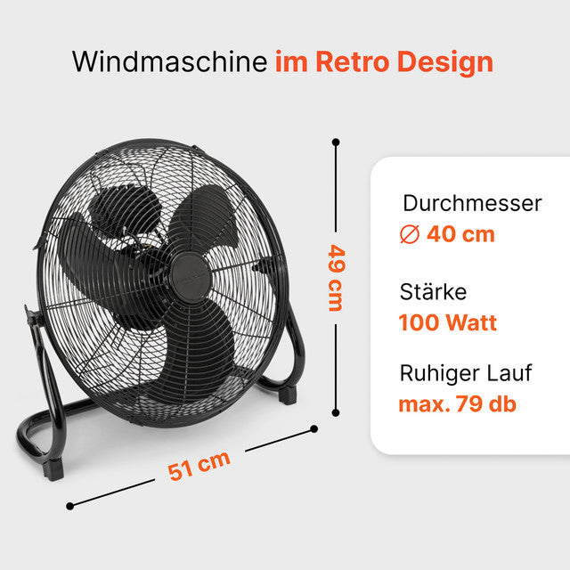 VL 3065 BK podlahový ventilátor 40cm černý - Profi Home Living