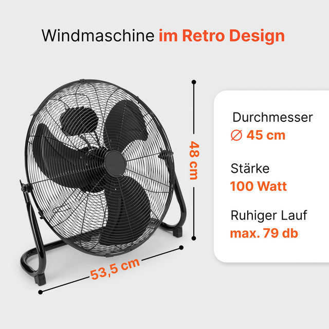 VL 3066 BK podlahový ventilátor 45cm,kovový černý - Profi Home Living