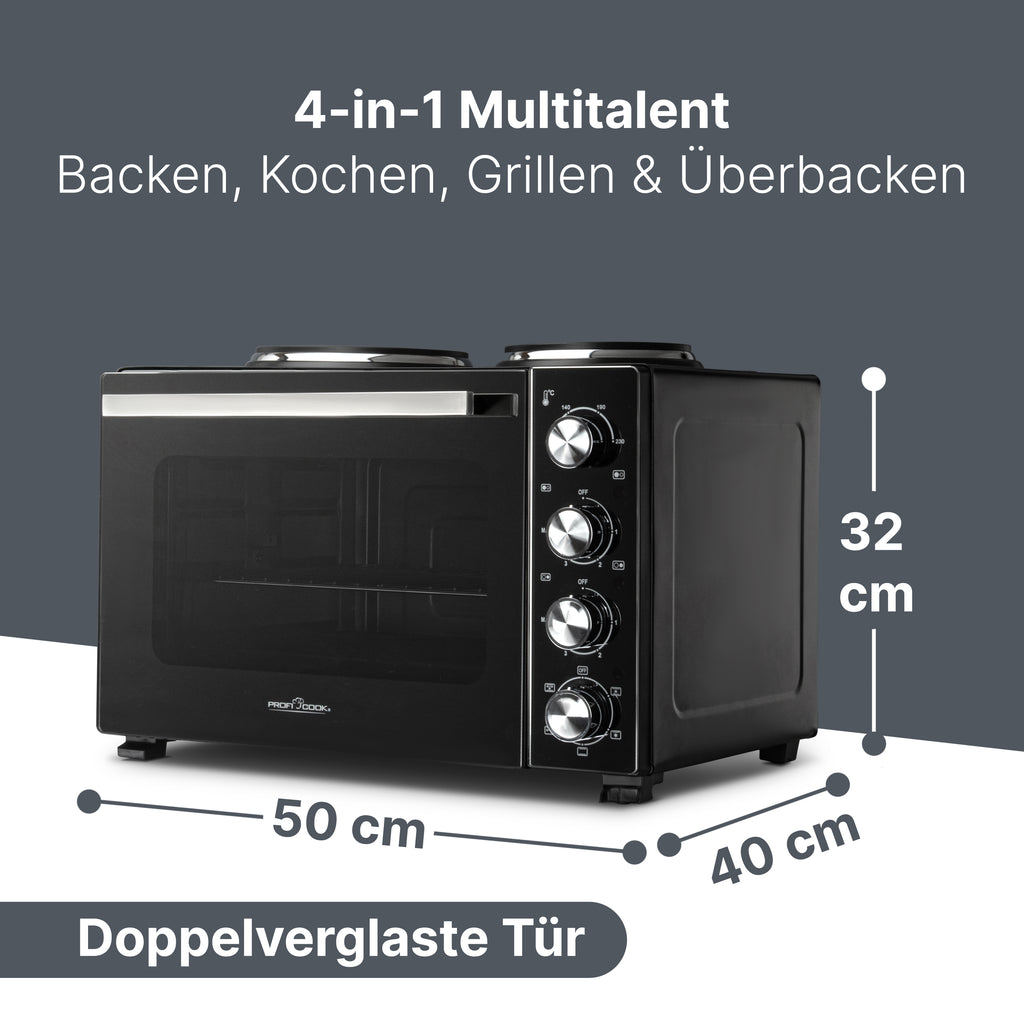 KK 1302 mini trouba 4 v 1 s troubou a plotýnkami - Profi Home Living