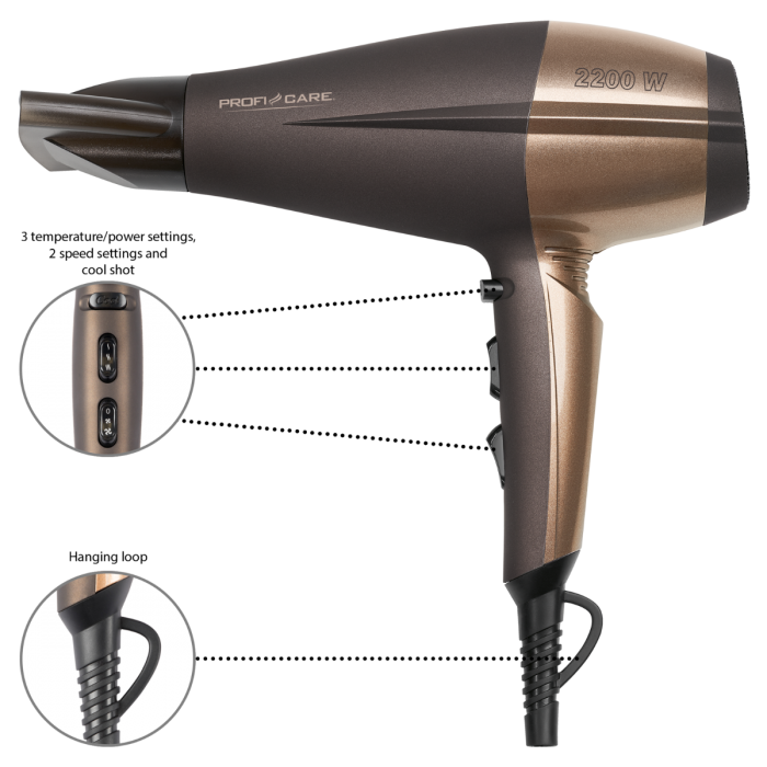 HT 3010 vysoušeč vlasů bronz - Profi Home Living