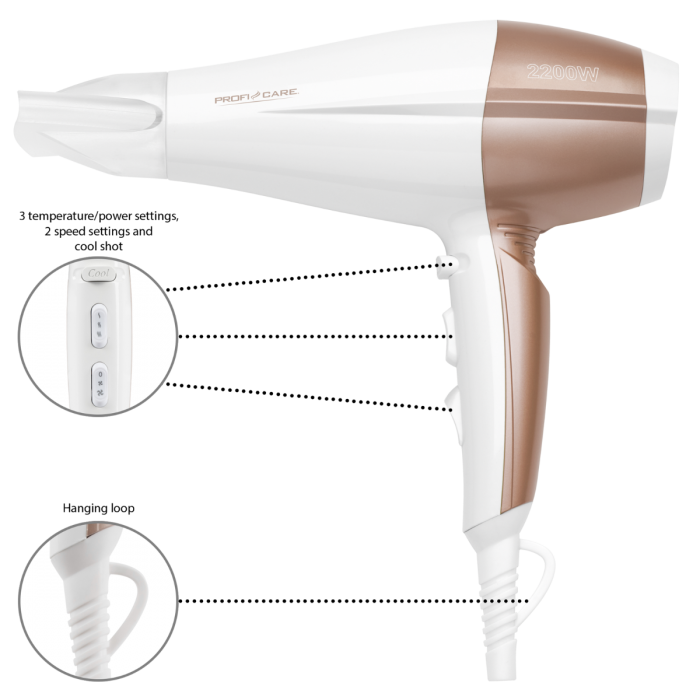 HT 3010 vysoušeč vlasů šampaň - Profi Home Living